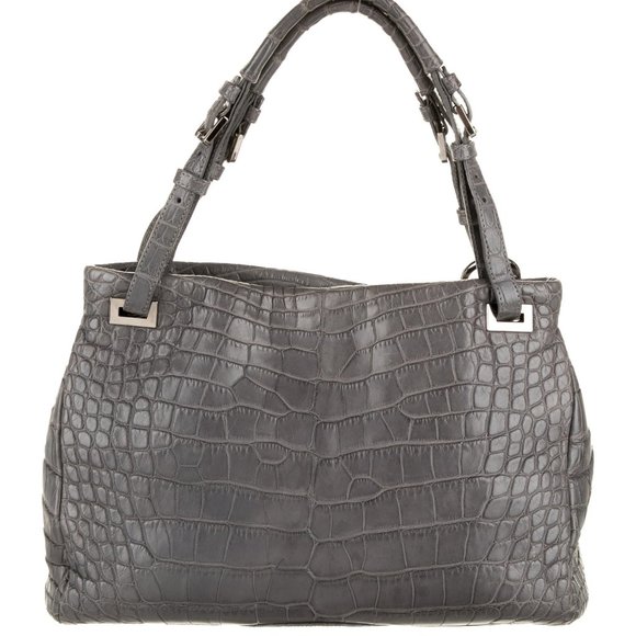 Suarez NY "DEBRA" Genuine Alligator Matte Grey Bag - Picture 3 of 4